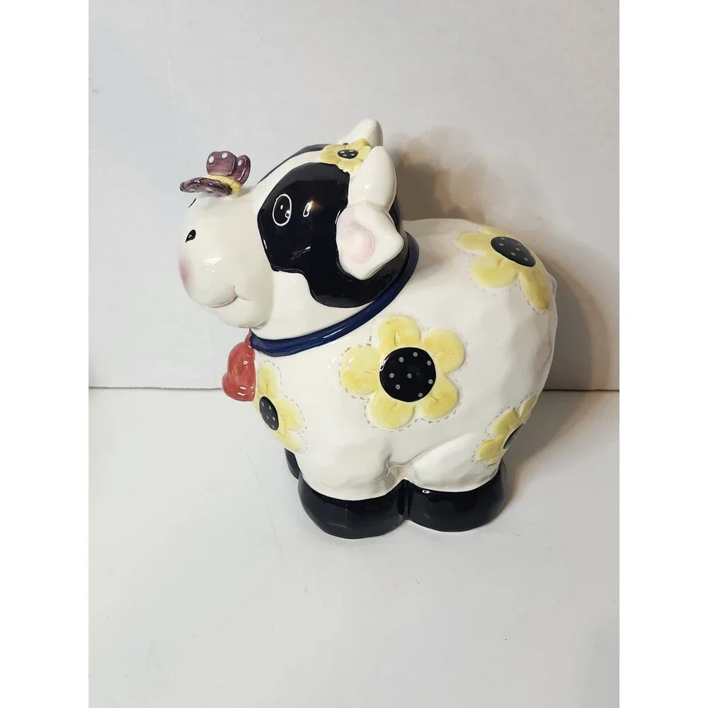 Bico Daisy Cow With Butterfly On Her Nose Cookie Jar